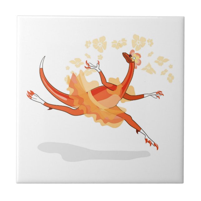 Illustration Of A Ballerina Dancing Raptor. 2 Ceramic Tile (Front)