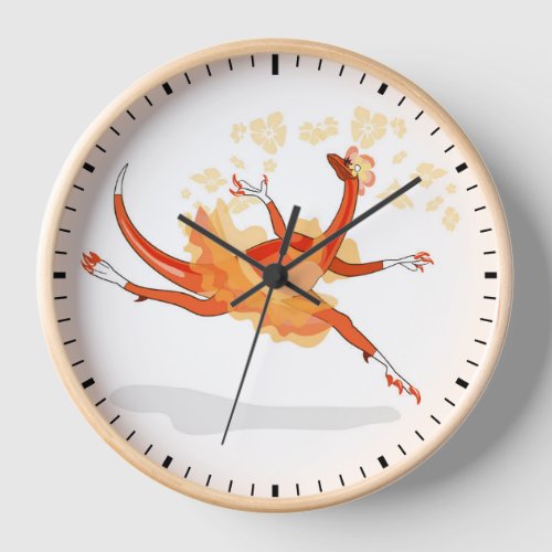 Illustration Of A Ballerina Dancing Raptor 2 Clock