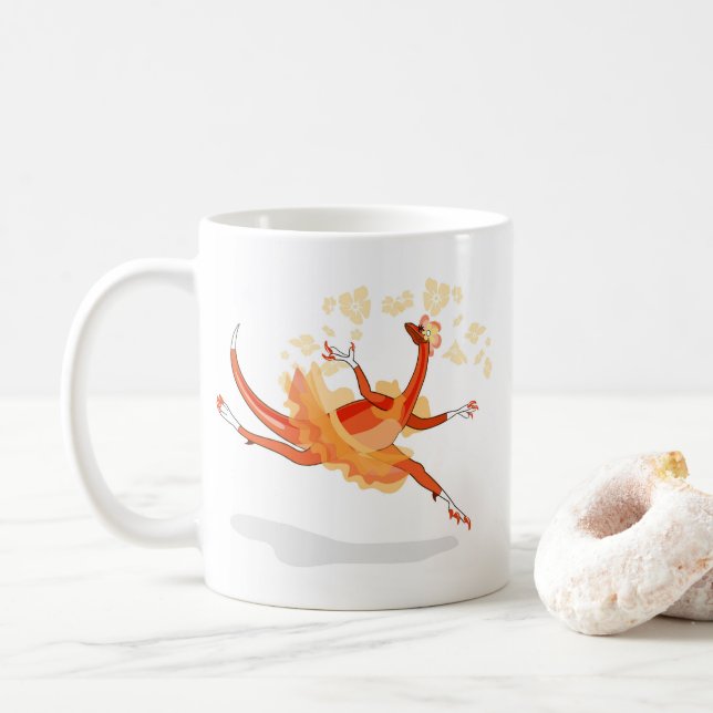 Illustration Of A Ballerina Dancing Raptor. 2 Coffee Mug (With Donut)