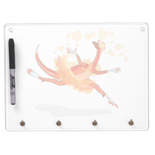 Illustration Of A Ballerina Dancing Raptor 2 Dry Erase Board With Keychain Holder