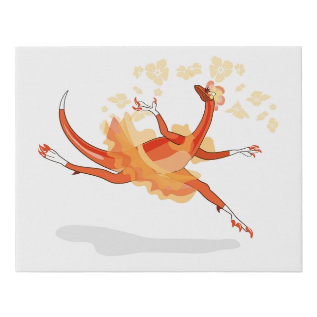 Illustration Of A Ballerina Dancing Raptor. 2 Faux Canvas Print (Front)