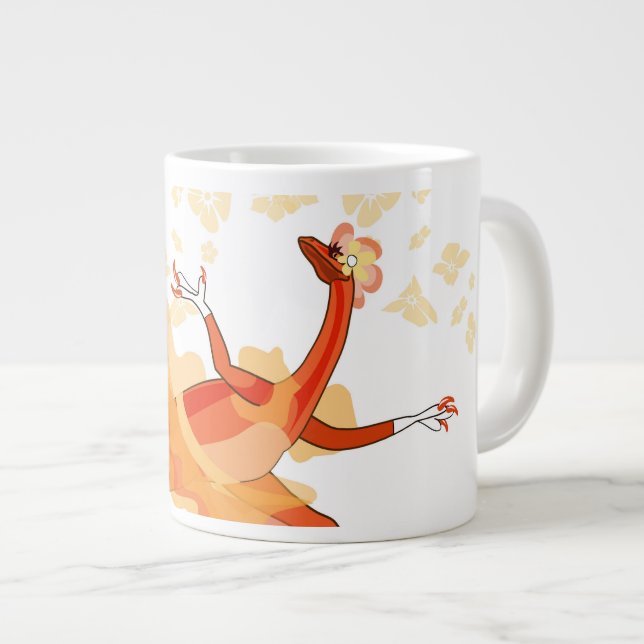 Illustration Of A Ballerina Dancing Raptor. 2 Giant Coffee Mug (Front Right)