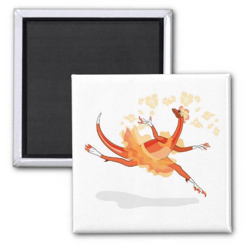 Illustration Of A Ballerina Dancing Raptor 2 Magnet
