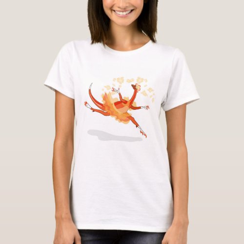 Illustration Of A Ballerina Dancing Raptor 2 T_Shirt