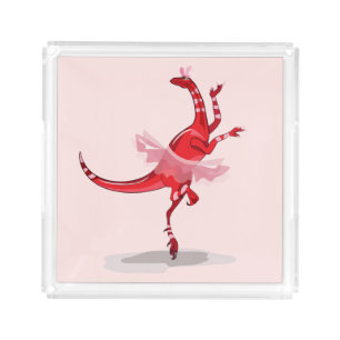 Illustration Of A Ballerina Dancing Raptor. Acrylic Tray