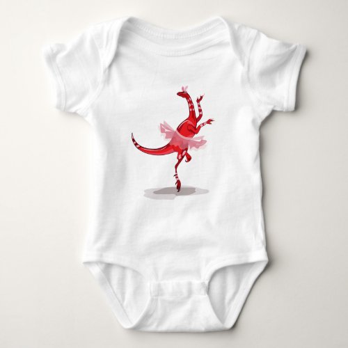 Illustration Of A Ballerina Dancing Raptor Baby Bodysuit