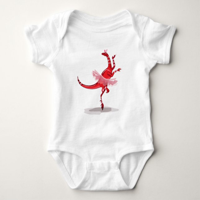Illustration Of A Ballerina Dancing Raptor. Baby Bodysuit (Front)