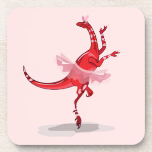 Illustration Of A Ballerina Dancing Raptor. Beverage Coaster