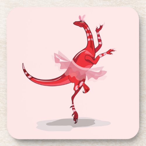 Illustration Of A Ballerina Dancing Raptor Beverage Coaster