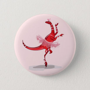 Illustration Of A Ballerina Dancing Raptor. Button