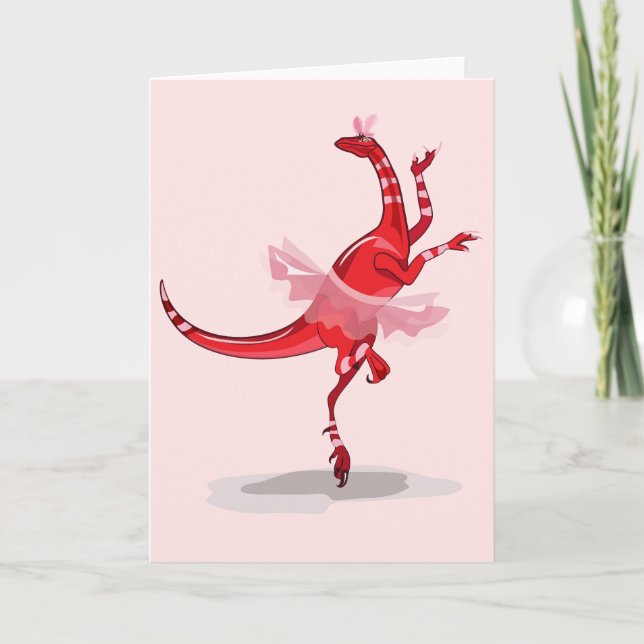 Illustration Of A Ballerina Dancing Raptor. Card (Front)