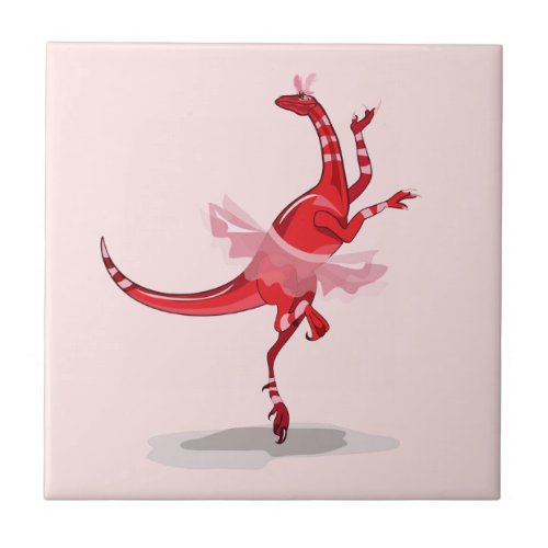 Illustration Of A Ballerina Dancing Raptor Ceramic Tile