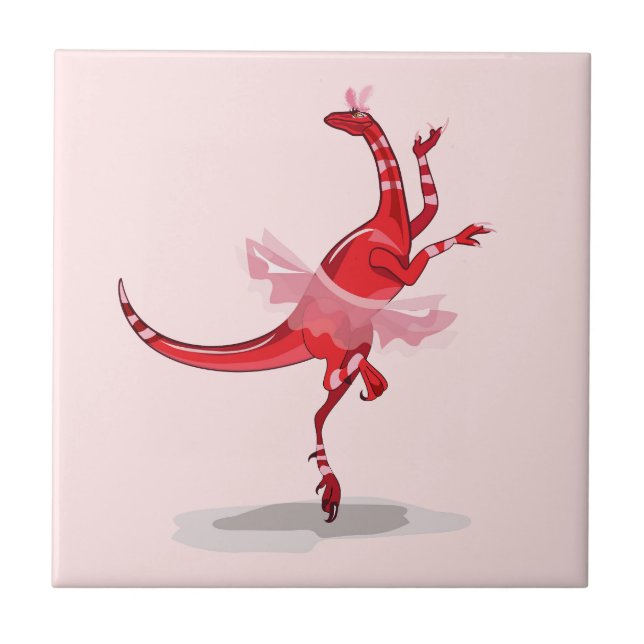 Illustration Of A Ballerina Dancing Raptor. Ceramic Tile (Front)