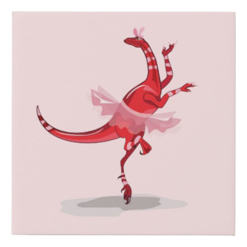 Illustration Of A Ballerina Dancing Raptor Faux Canvas Print
