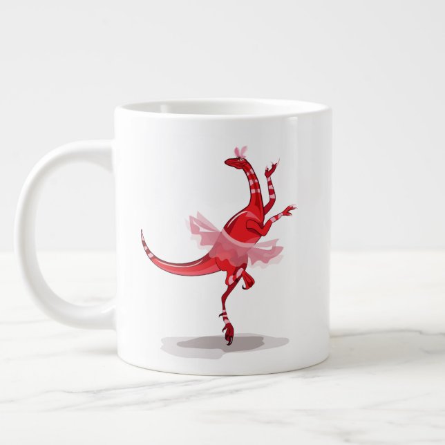 Illustration Of A Ballerina Dancing Raptor. Giant Coffee Mug (Left)