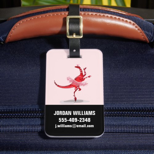 Illustration Of A Ballerina Dancing Raptor Luggage Tag