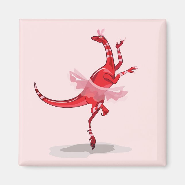Illustration Of A Ballerina Dancing Raptor. Magnet (Front)