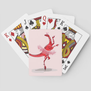 Illustration Of A Ballerina Dancing Raptor. Poker Cards