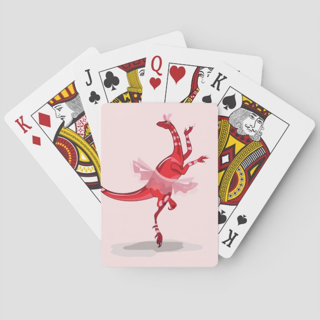 Illustration Of A Ballerina Dancing Raptor. Poker Cards (Back)