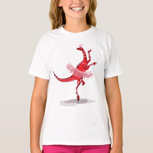 Illustration Of A Ballerina Dancing Raptor T_Shirt