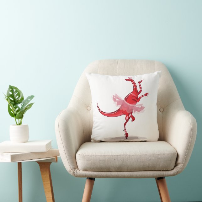 Illustration Of A Ballerina Dancing Raptor. Throw Pillow (Chair)