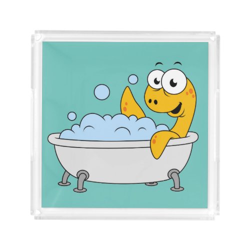 Illustration Of A Bathing Loch Ness Monster Acrylic Tray