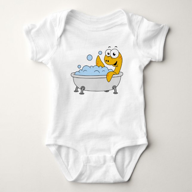 Illustration Of A Bathing Loch Ness Monster. Baby Bodysuit (Front)