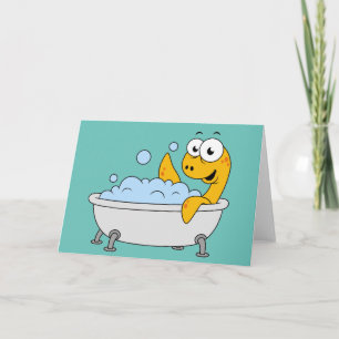 Illustration Of A Bathing Loch Ness Monster. Card
