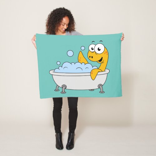 Illustration Of A Bathing Loch Ness Monster Fleece Blanket