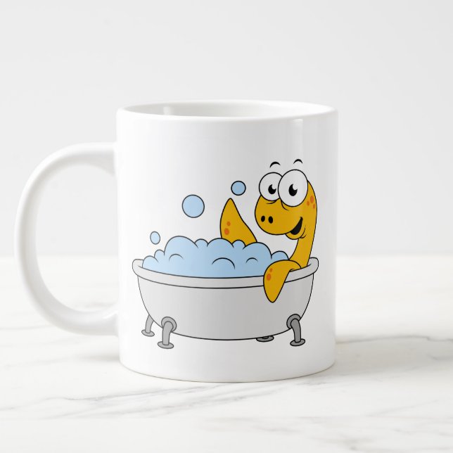 Illustration Of A Bathing Loch Ness Monster. Giant Coffee Mug (Left)