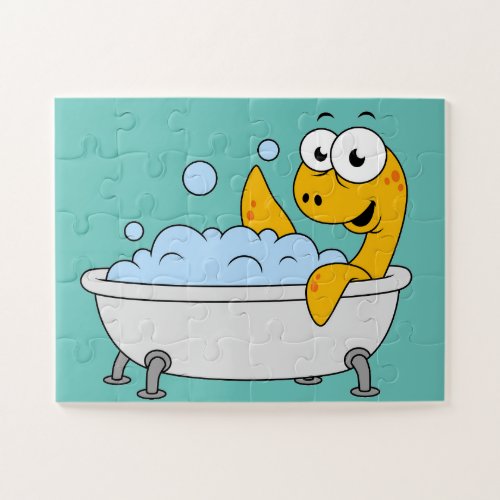 Illustration Of A Bathing Loch Ness Monster Jigsaw Puzzle