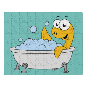 Illustration Of A Bathing Loch Ness Monster. Jigsaw Puzzle