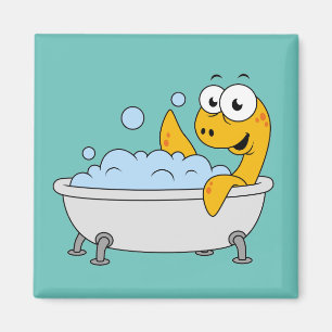 Illustration Of A Bathing Loch Ness Monster. Magnet