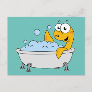 Illustration Of A Bathing Loch Ness Monster. Postcard