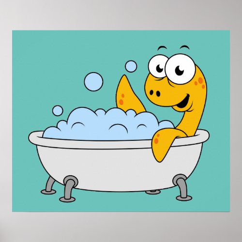 Illustration Of A Bathing Loch Ness Monster Poster