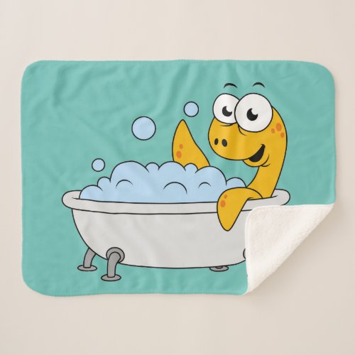 Illustration Of A Bathing Loch Ness Monster Sherpa Blanket