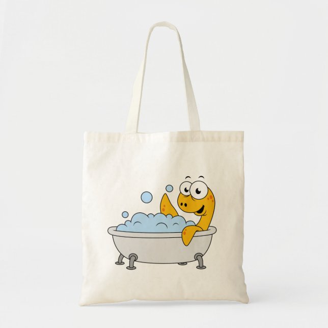 Illustration Of A Bathing Loch Ness Monster. Tote Bag (Front)