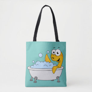 Illustration Of A Bathing Loch Ness Monster. Tote Bag