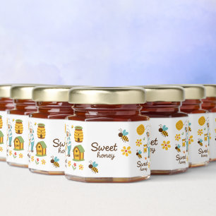 Illustration of a beekeeper holding a jar of honey honey jar favors