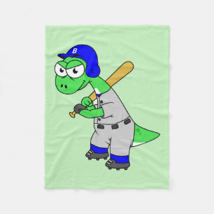 Illustration Of A Brontosaurus Baseball Player. Fleece Blanket