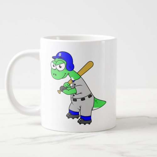 Illustration Of A Brontosaurus Baseball Player Giant Coffee Mug