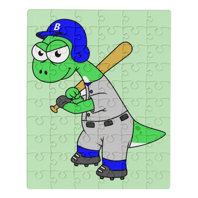 Illustration Of A Brontosaurus Baseball Player. Jigsaw Puzzle (Puzzle Vertical)
