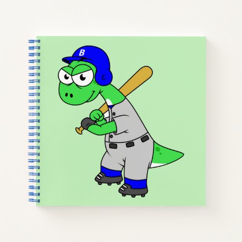 Illustration Of A Brontosaurus Baseball Player Notebook