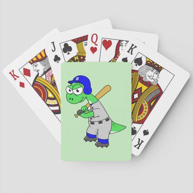 Illustration Of A Brontosaurus Baseball Player. Poker Cards (Back)