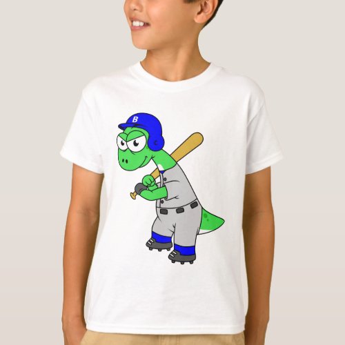 Illustration Of A Brontosaurus Baseball Player T_Shirt