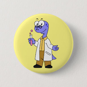 Illustration Of A Brontosaurus Chemist. Button