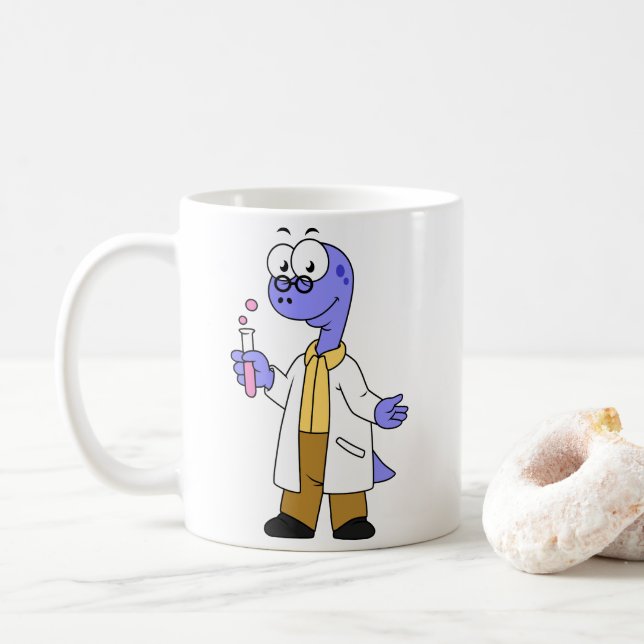 Illustration Of A Brontosaurus Chemist. Coffee Mug (With Donut)