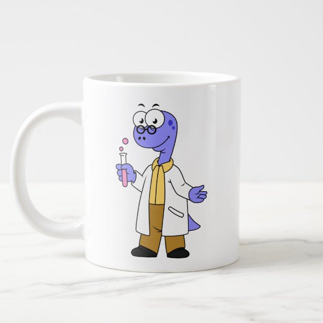 Illustration Of A Brontosaurus Chemist. Giant Coffee Mug (Left)