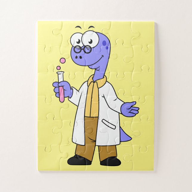 Illustration Of A Brontosaurus Chemist. Jigsaw Puzzle (Vertical)