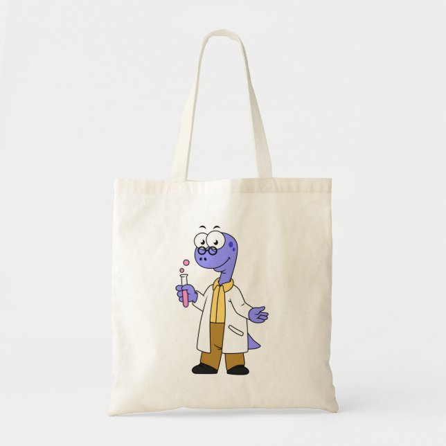 Illustration Of A Brontosaurus Chemist. Tote Bag (Front)
